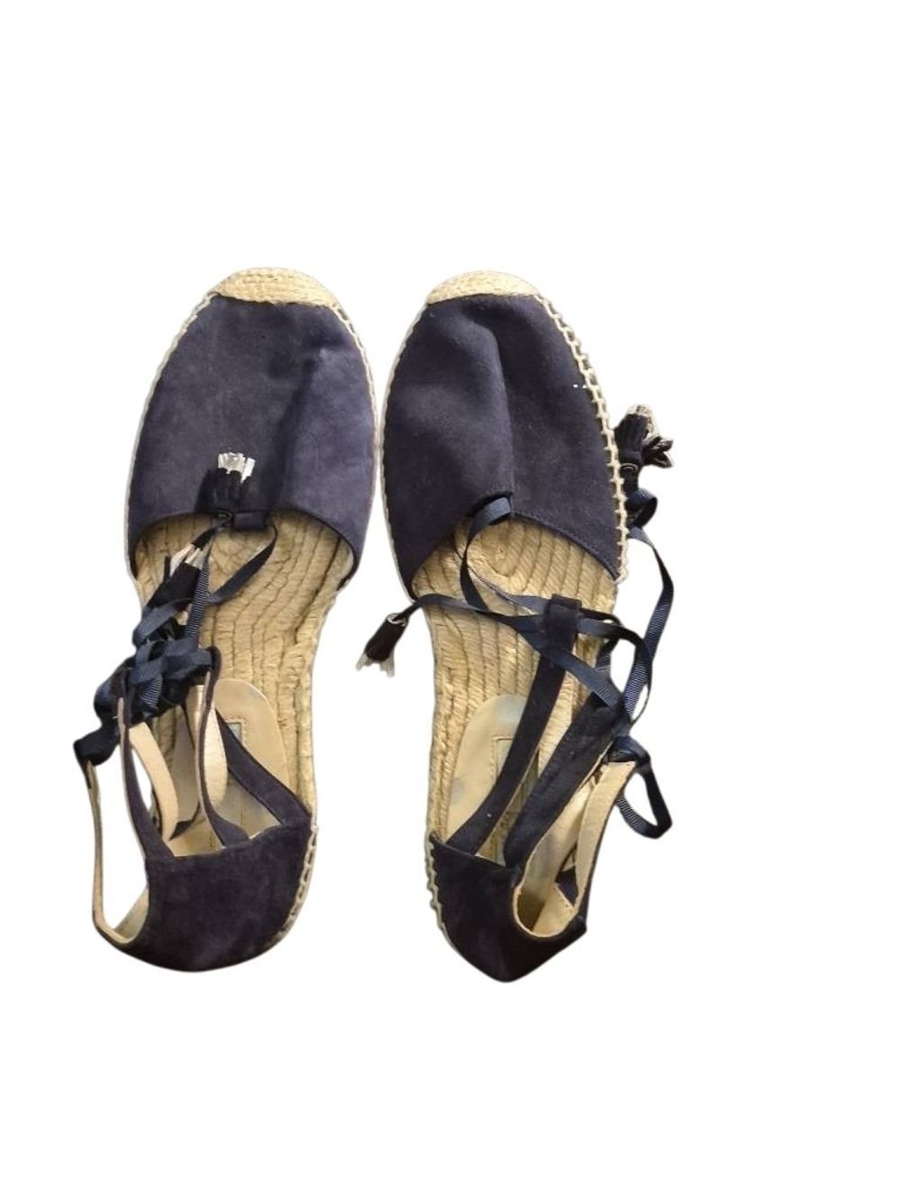 Boden Navy Suede Espadrille Lace-Up Sandals